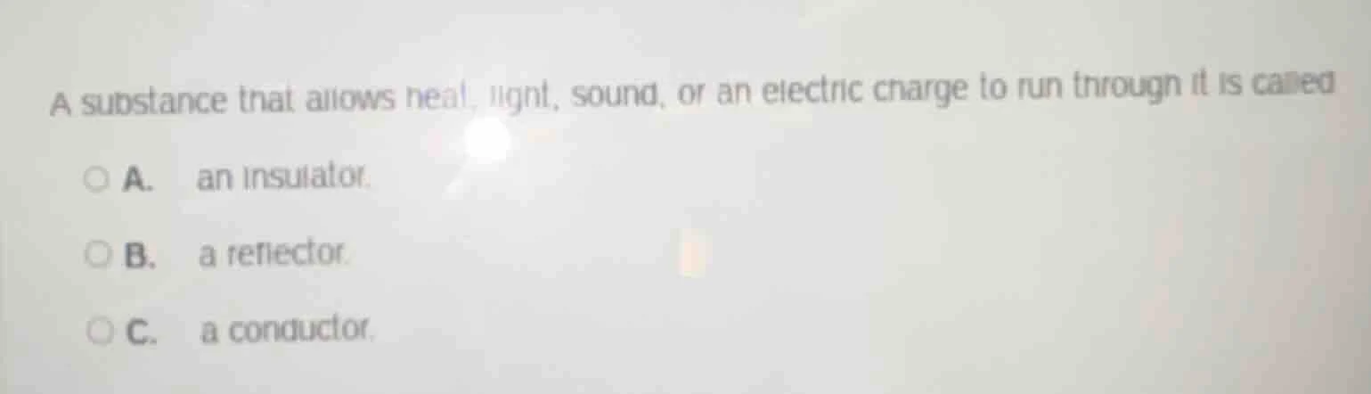 a substance that allows heat, light, sound, or an electric charge to ru…