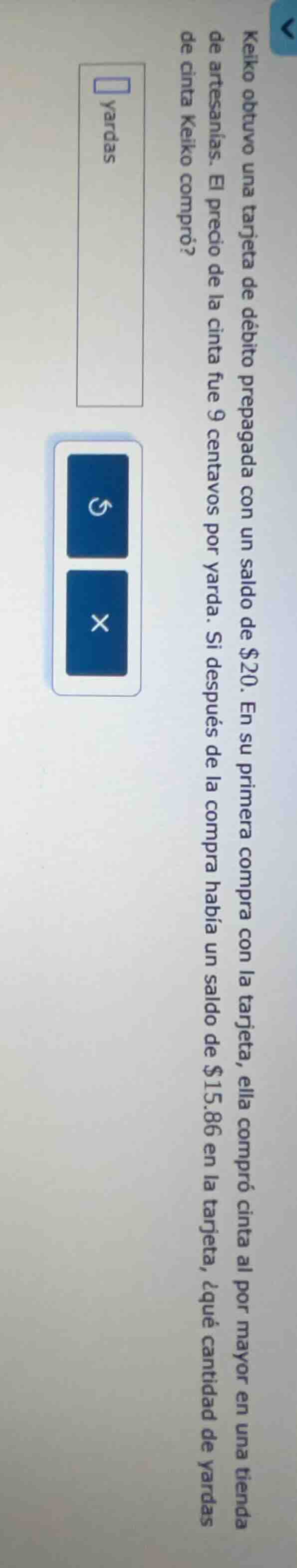 keiko obtuvo una tarjeta de débito prepagada con un saldo de $20. en su…