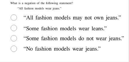 what is a negation of the following statement? \all fashion models wear…