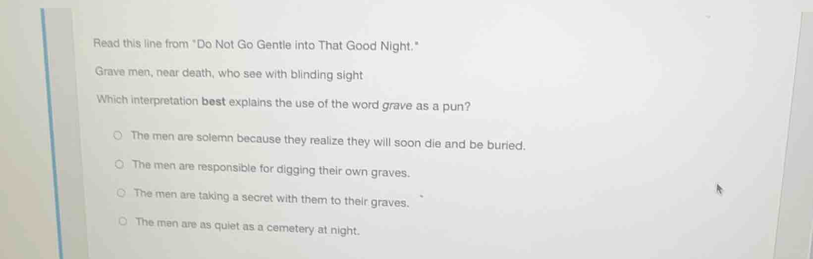 read this line from \do not go gentle into that good night.\ grave men,…