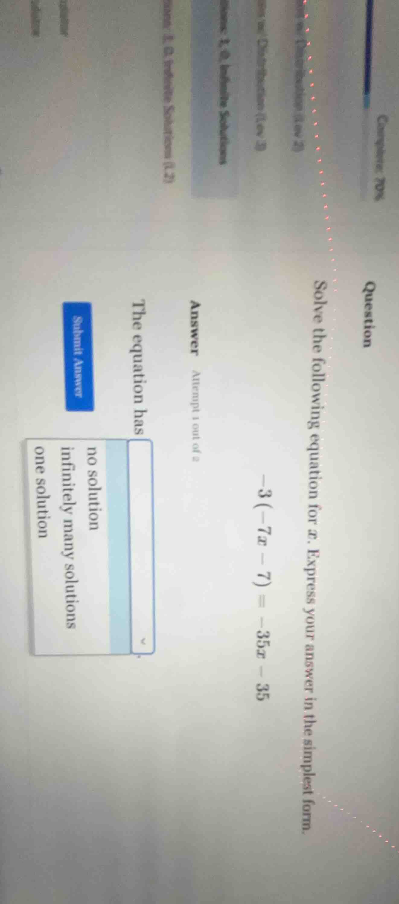 question solve the following equation for x. express your answer in the…