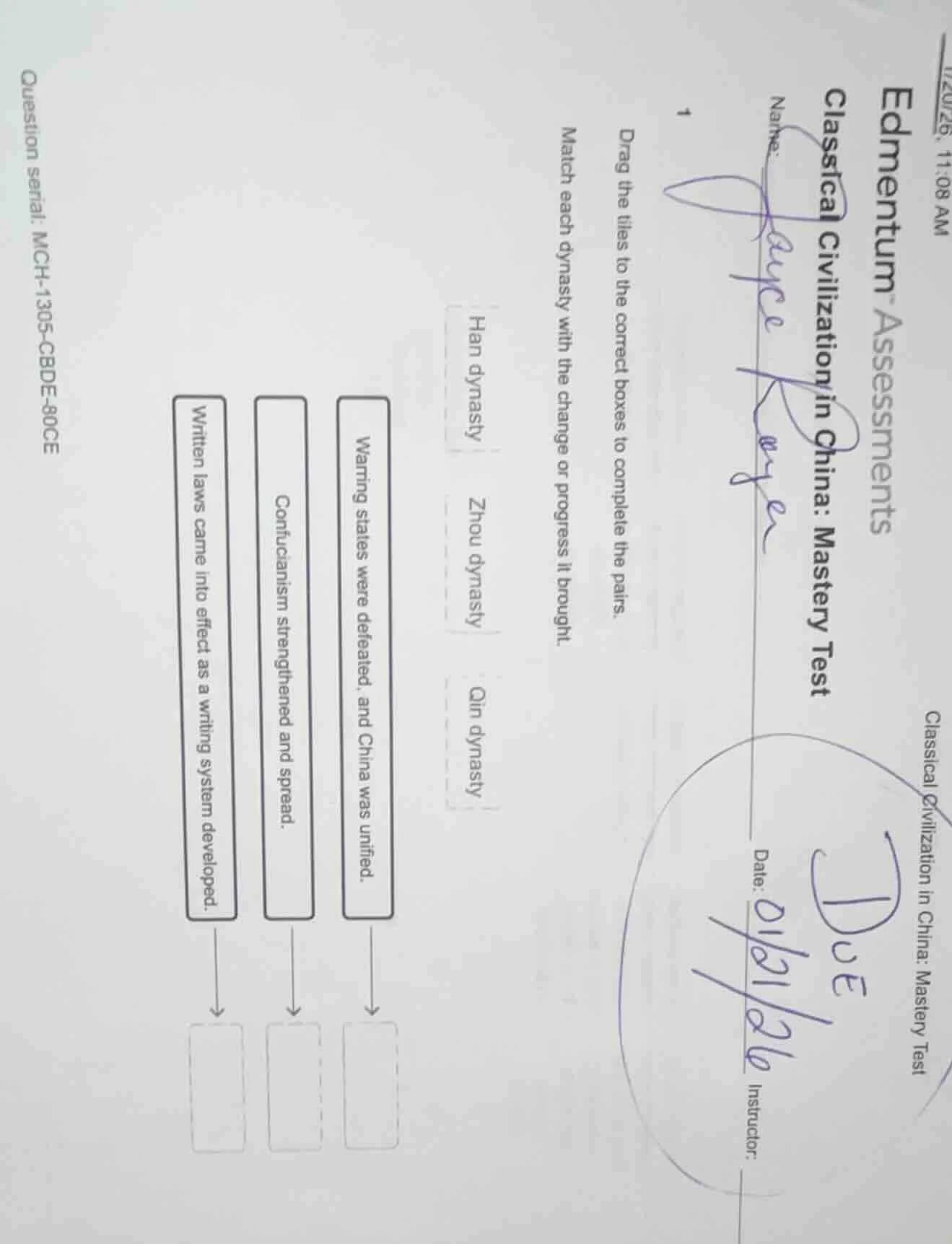 edmentum assessments classical civilization in china: mastery test name…