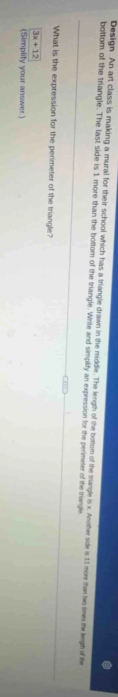 design an art class is making a mural for their school which has a tria…