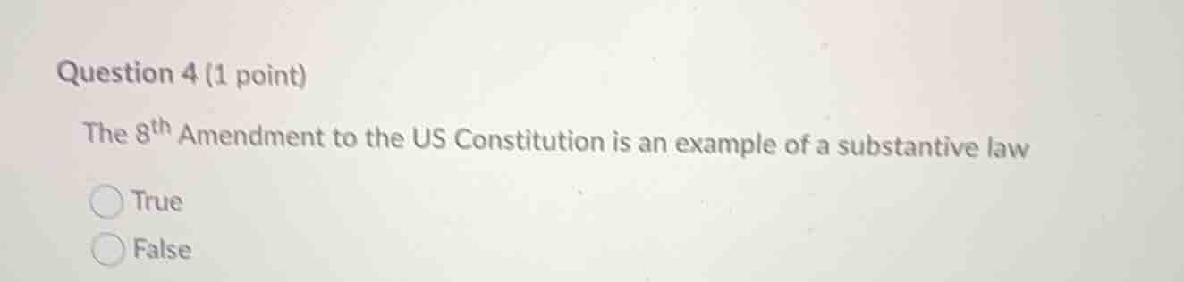 question 4 (1 point) the 8th amendment to the us constitution is an exa…
