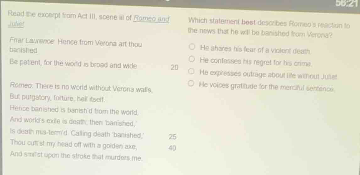 read the excerpt from act iii, scene iii of romeo and juliet friar laur…