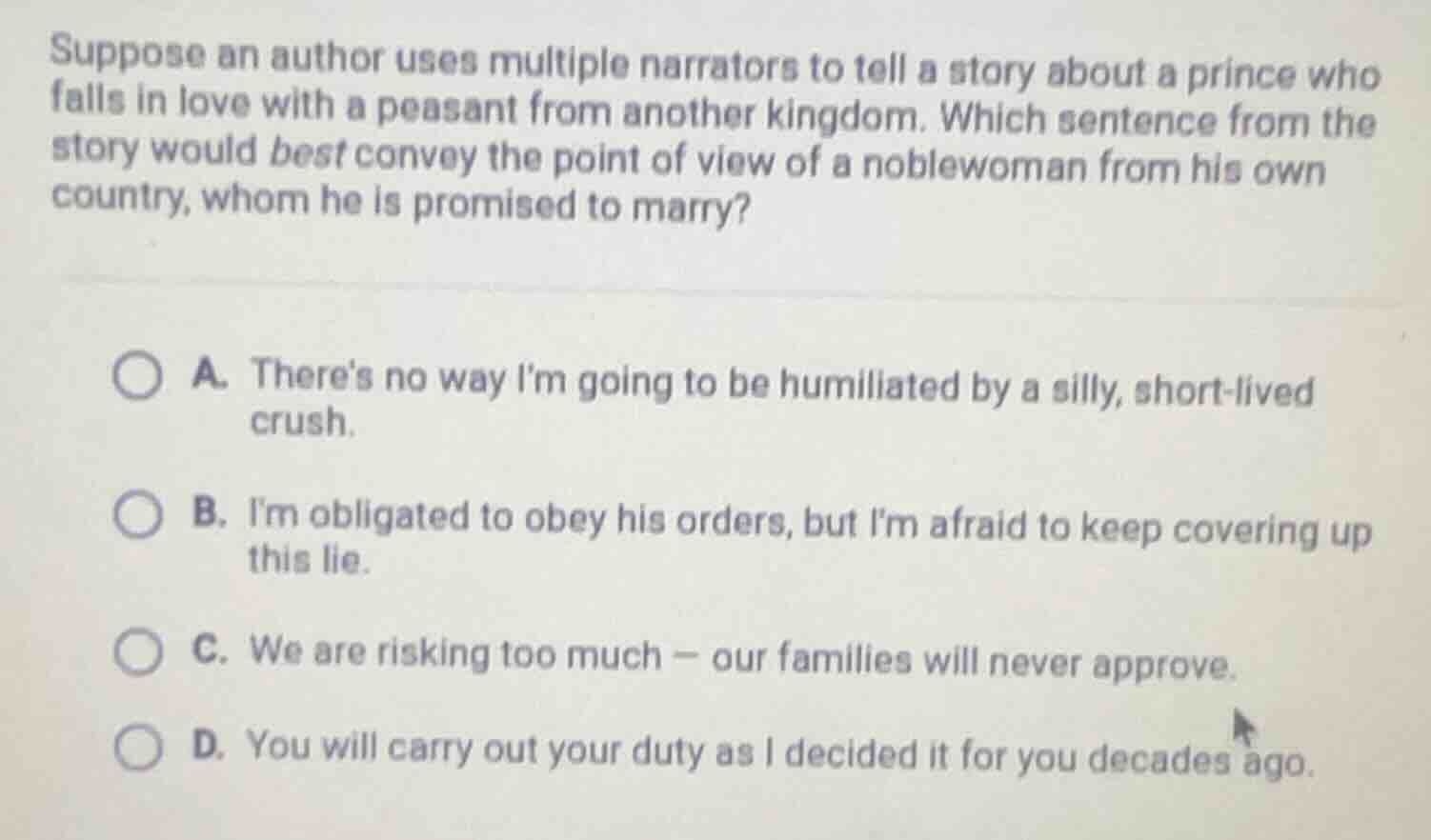 suppose an author uses multiple narrators to tell a story about a princ…