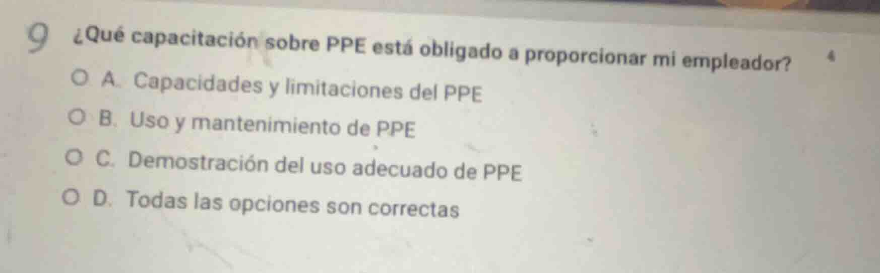 9 ¿qué capacitación sobre ppe está obligado a proporcionar mi empleador…