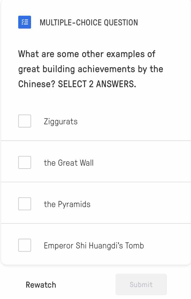 what are some other examples of great building achievements by the chin…