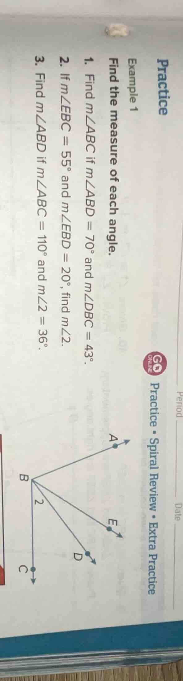 practice example 1 find the measure of each angle. 1. find ( mangle abc…