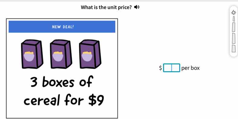 what is the unit price? new deal! 3 boxes of cereal for $9 $ per box