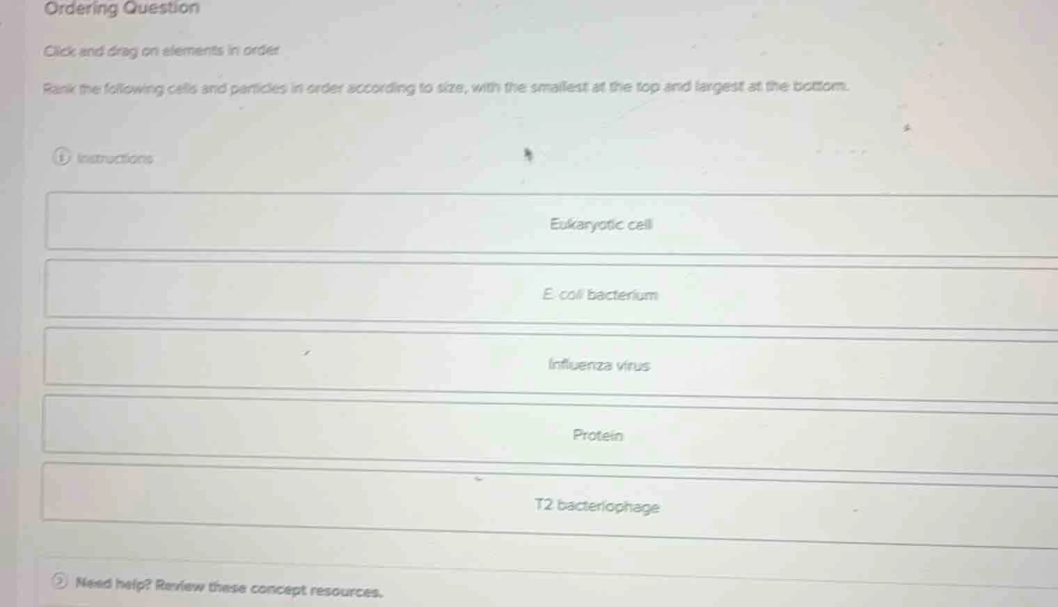 ordering question click and drag on elements in order rank the followin…