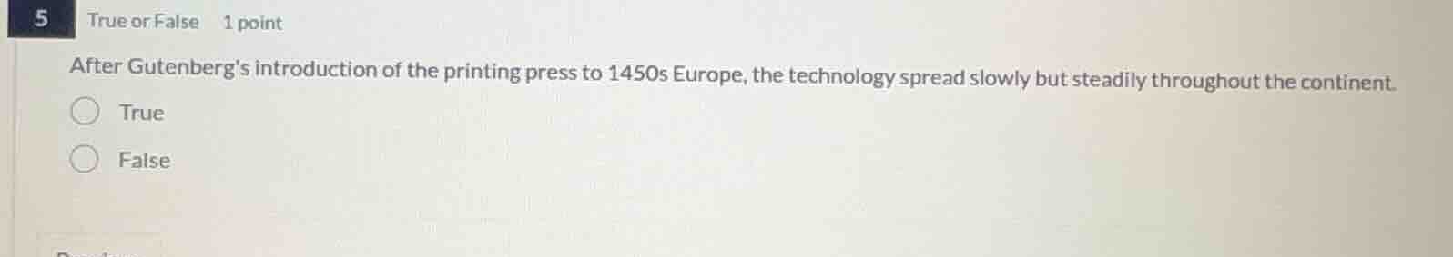 5 true or false 1 point after gutenbergs introduction of the printing p…