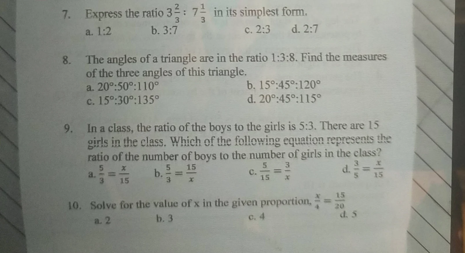 7. express the ratio $3\\frac{2}{3}:7\\frac{1}{3}$ in its simplest form…