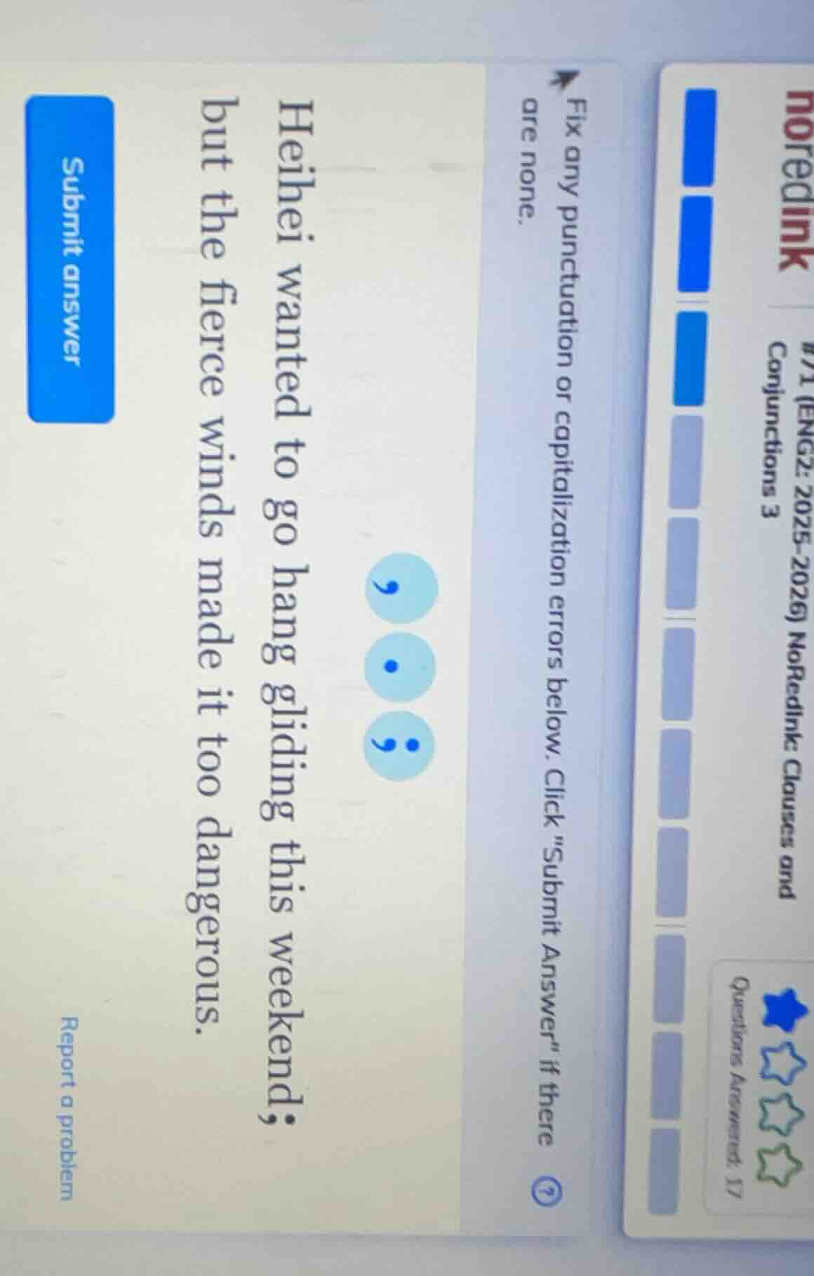 fix any punctuation or capitalization errors below. click \submit answe…