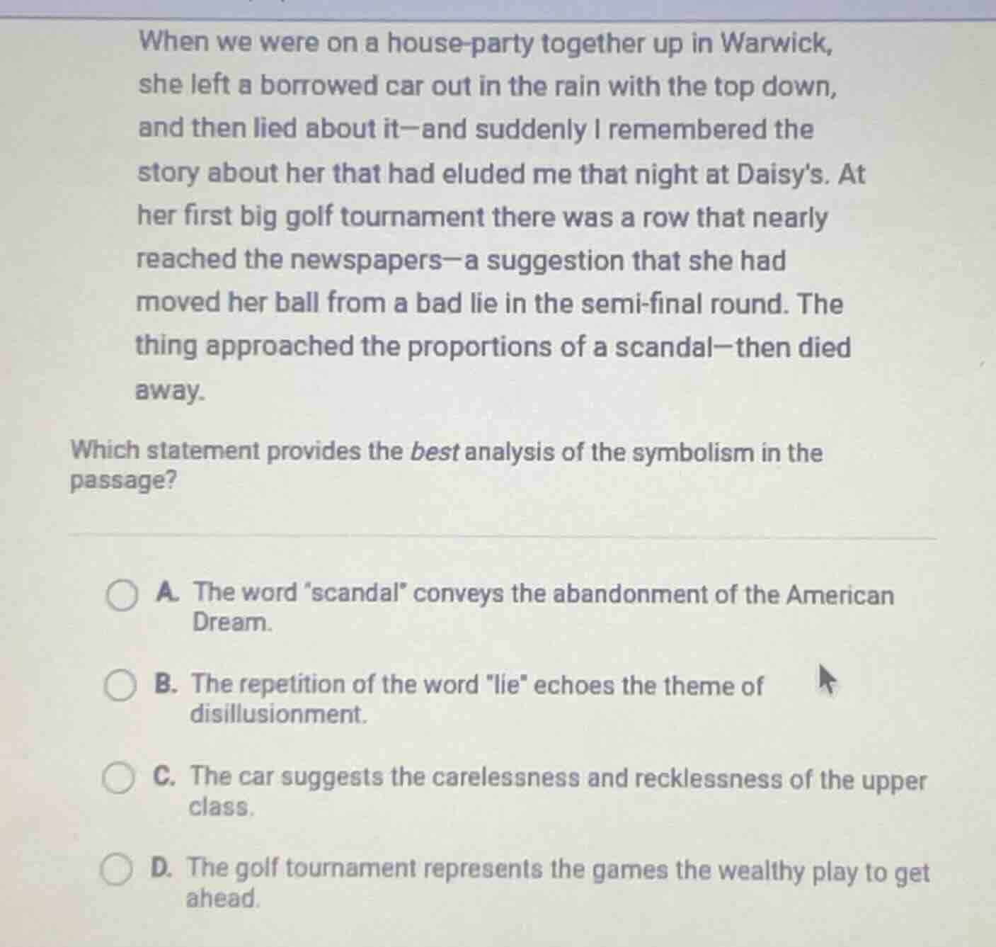 when we were on a house - party together up in warwick, she left a borr…