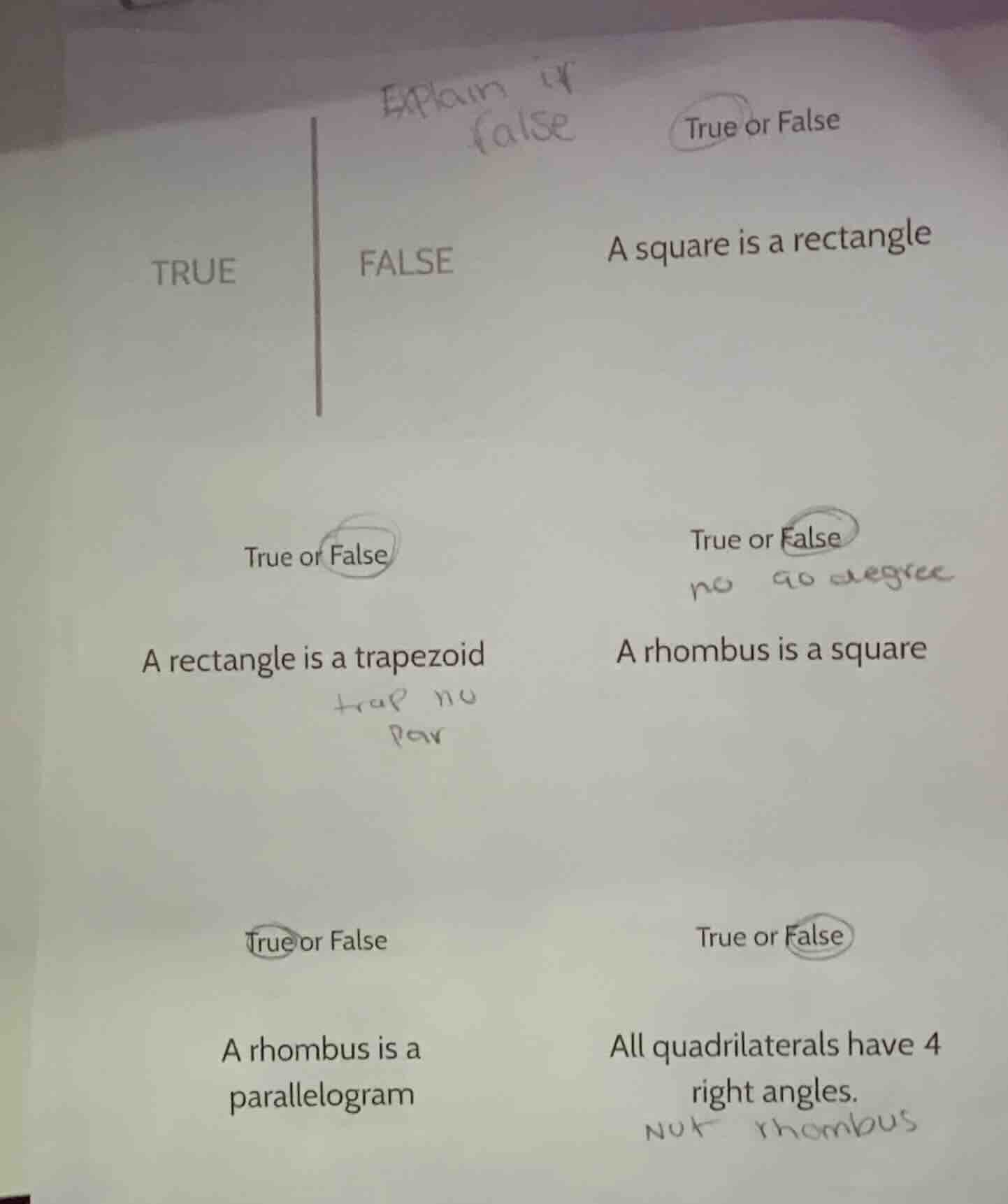 true or false a square is a rectangle true or false a rectangle is a tr…