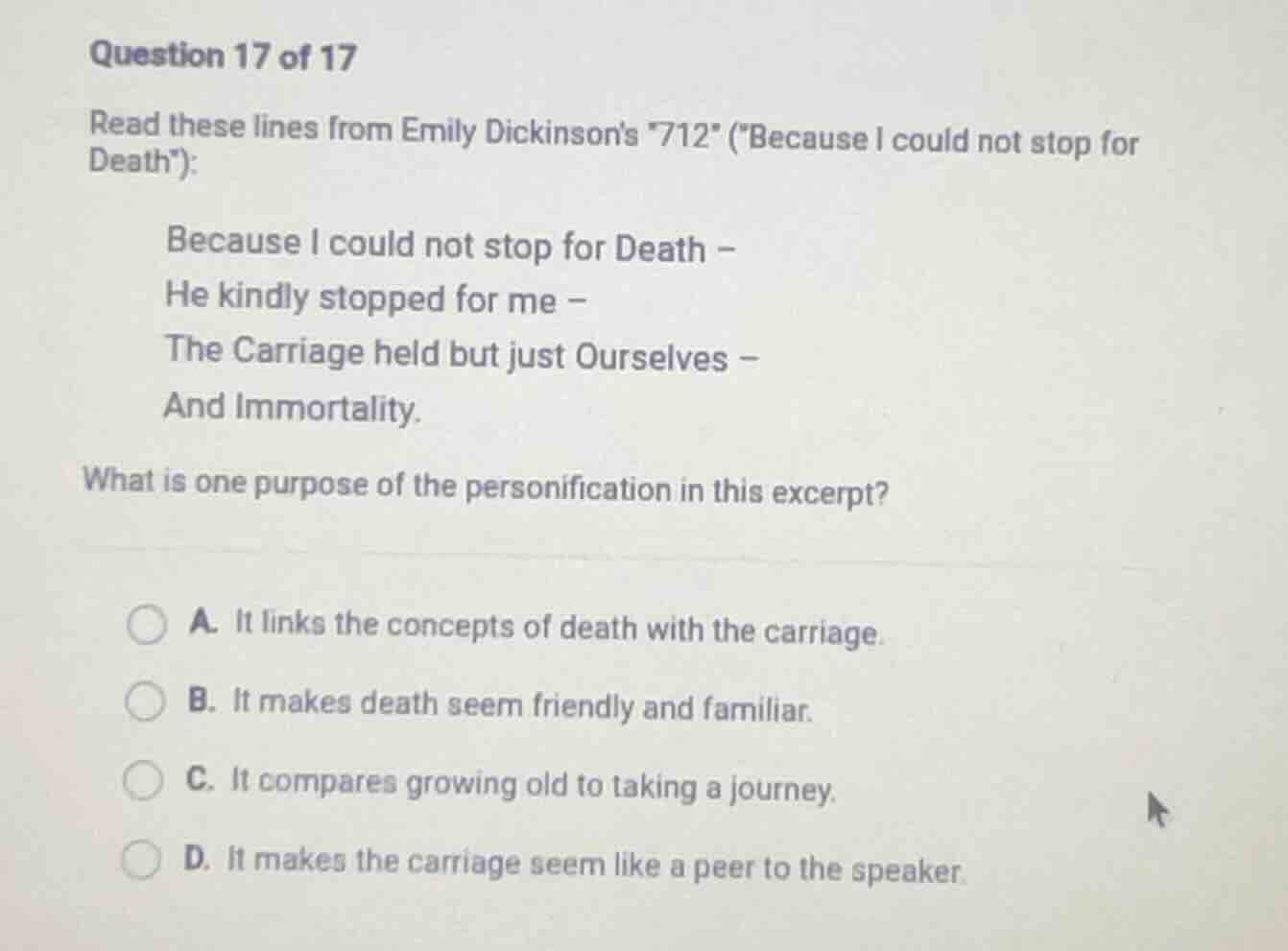 question 17 of 17 read these lines from emily dickinsons \712\ (\becaus…