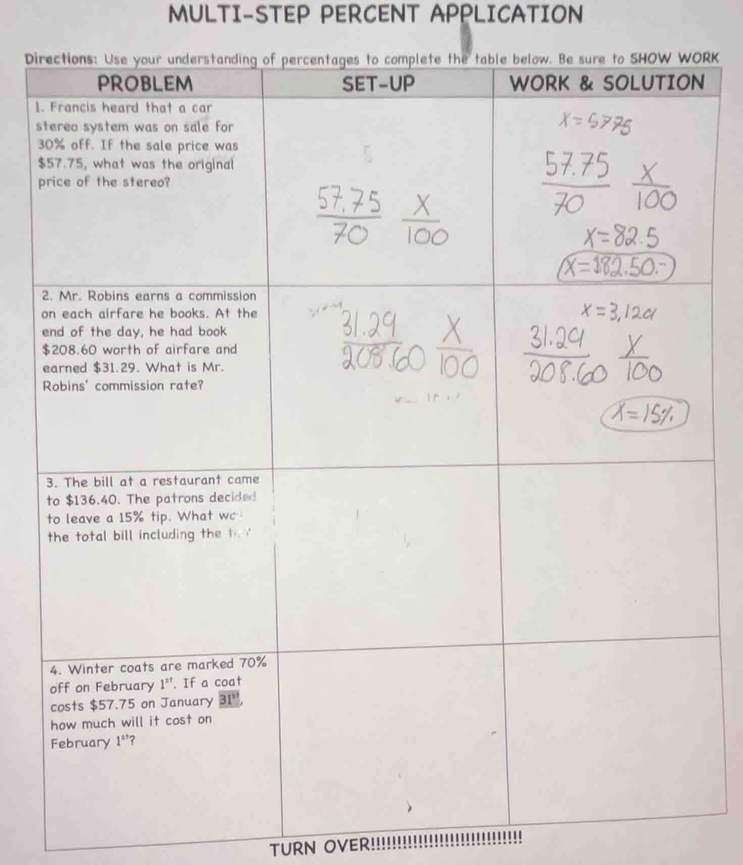 multi-step percent application directions: use your understanding of pe…