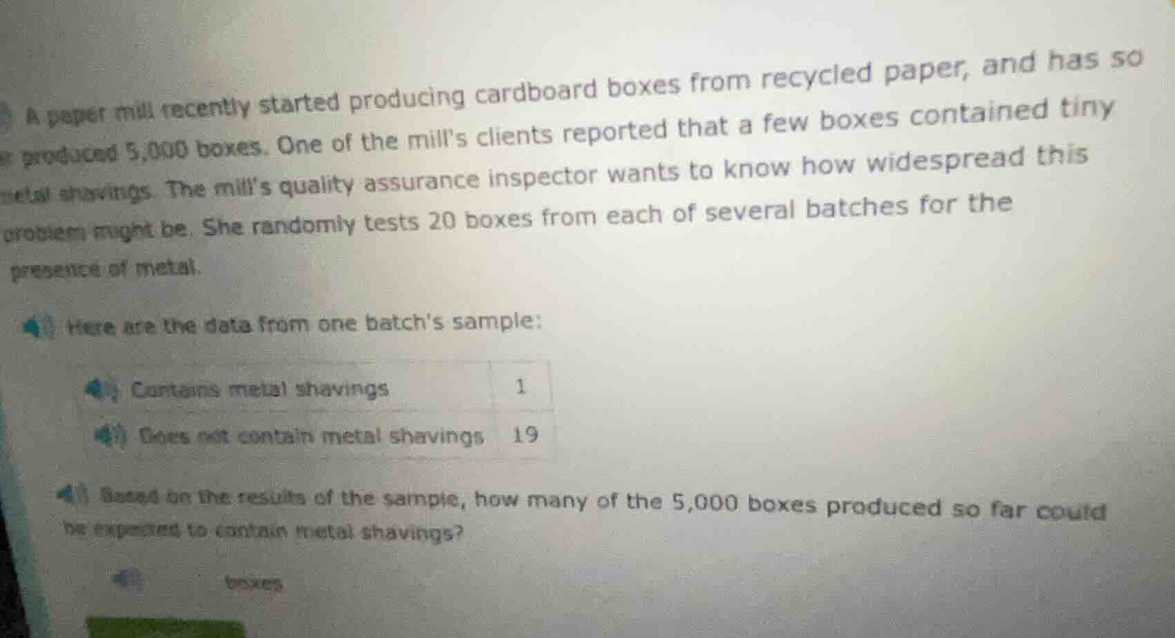 a paper mill recently started producing cardboard boxes from recycled p…