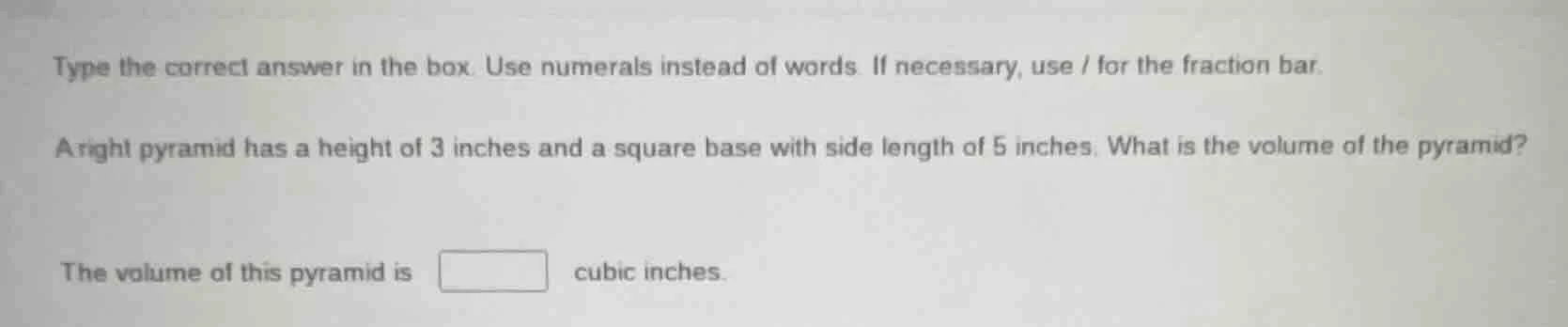 type the correct answer in the box. use numerals instead of words. if n…