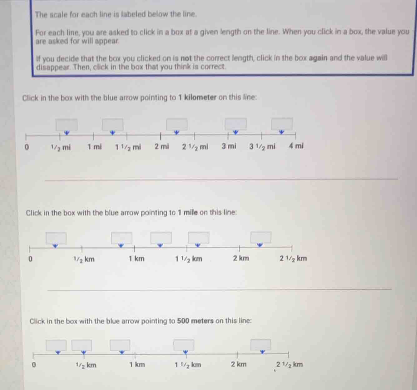 the scale for each line is labeled below the line. for each line, you a…