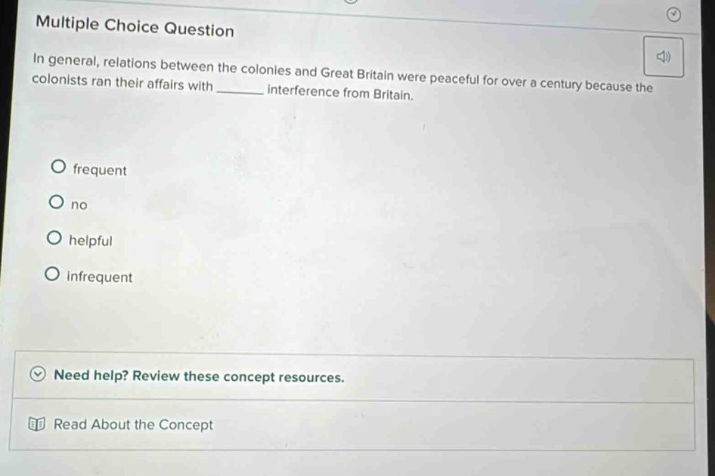 multiple choice question in general, relations between the colonies and…