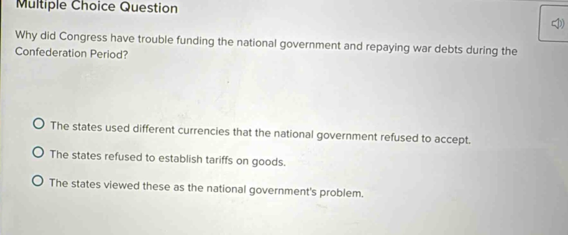 multiple choice question why did congress have trouble funding the nati…