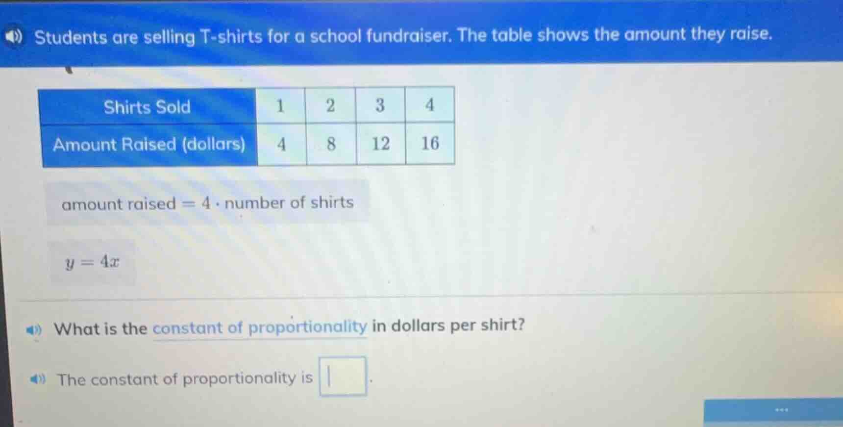 students are selling t - shirts for a school fundraiser. the table show…