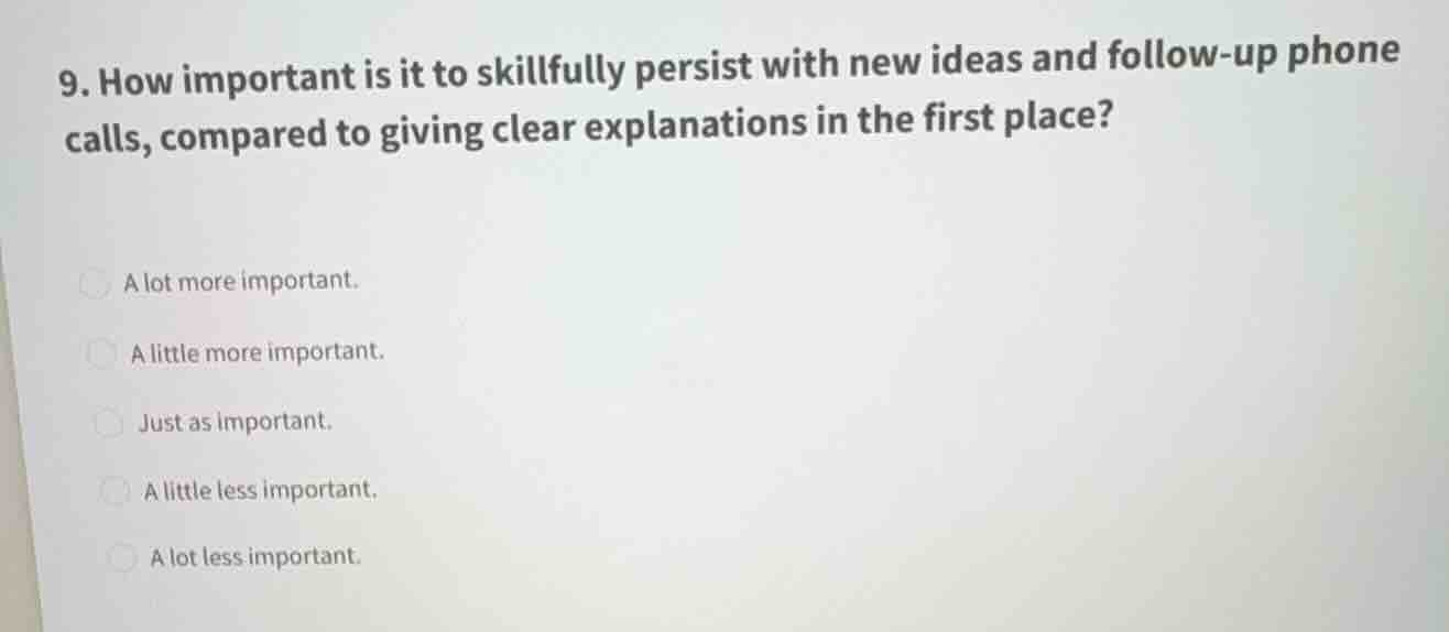 9. how important is it to skillfully persist with new ideas and follow …