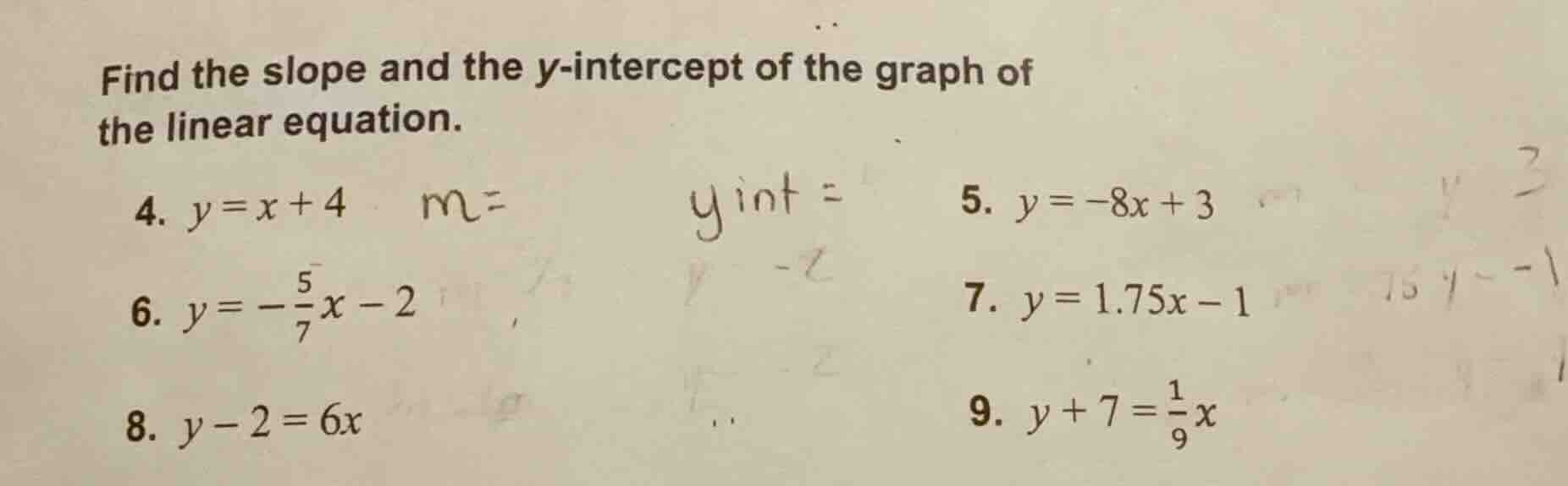 find the slope and the y-intercept of the graph of the linear equation.…
