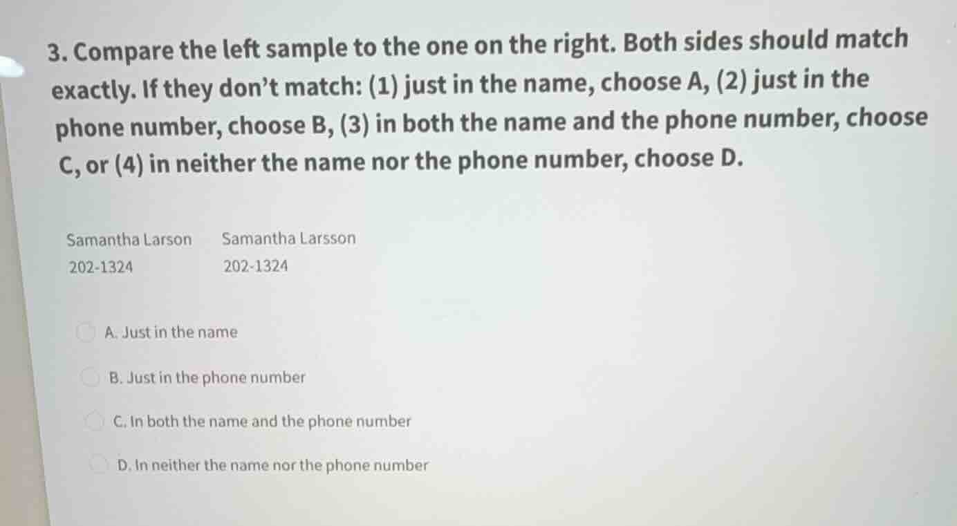 3. compare the left sample to the one on the right. both sides should m…