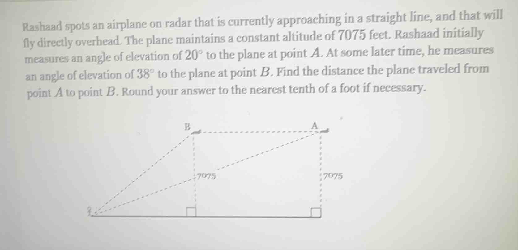 rashaad spots an airplane on radar that is currently approaching in a s…