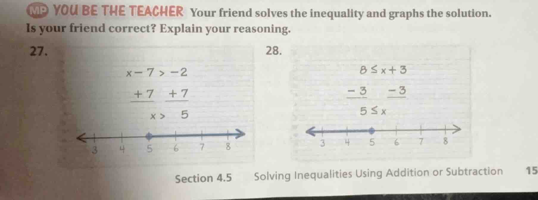 mp you be the teacher your friend solves the inequality and graphs the …