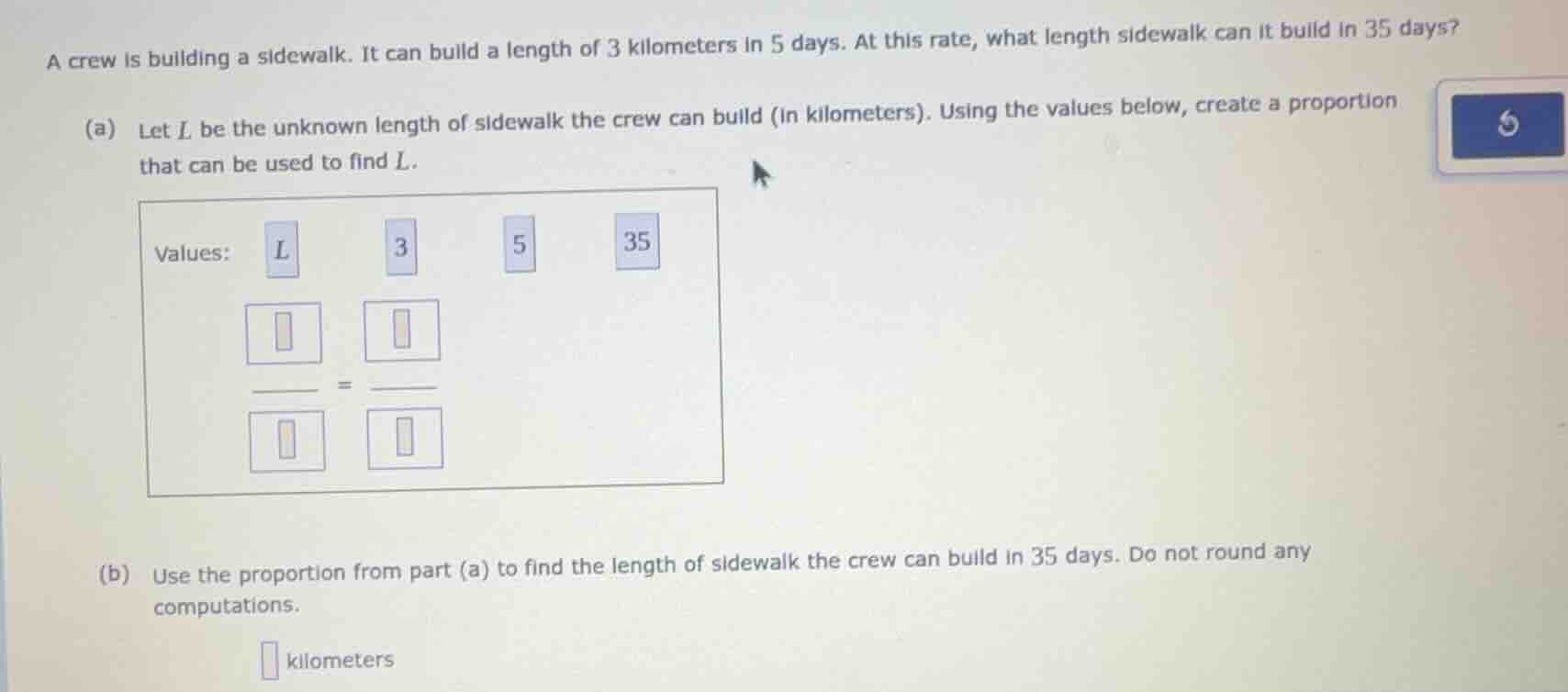 a crew is building a sidewalk. it can build a length of 3 kilometers in…