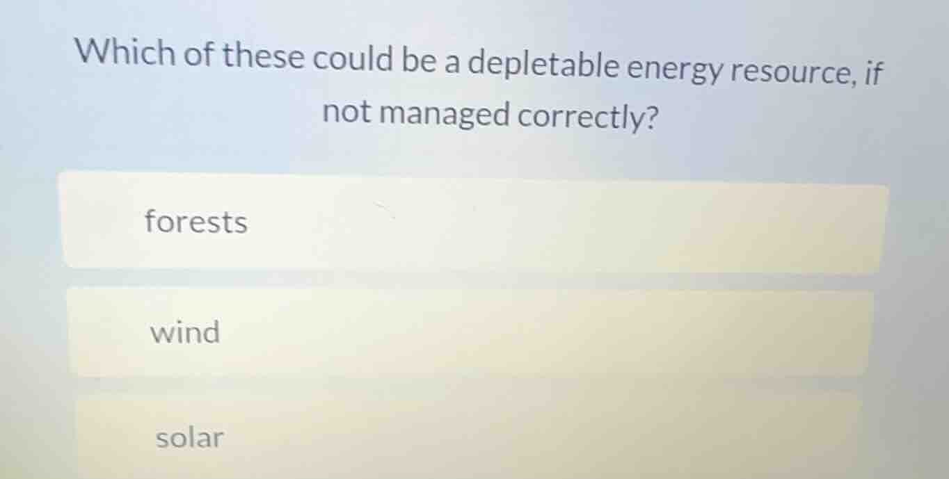 which of these could be a depletable energy resource, if not managed co…