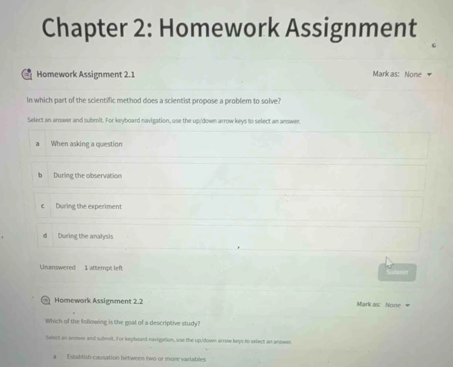 chapter 2: homework assignment homework assignment 2.1 in which part of…