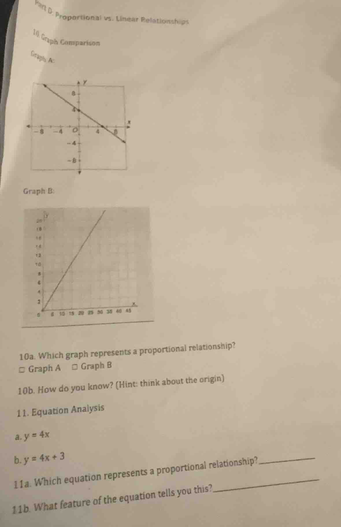 part d: proportional vs. linear relationships 10. graph comparison grap…