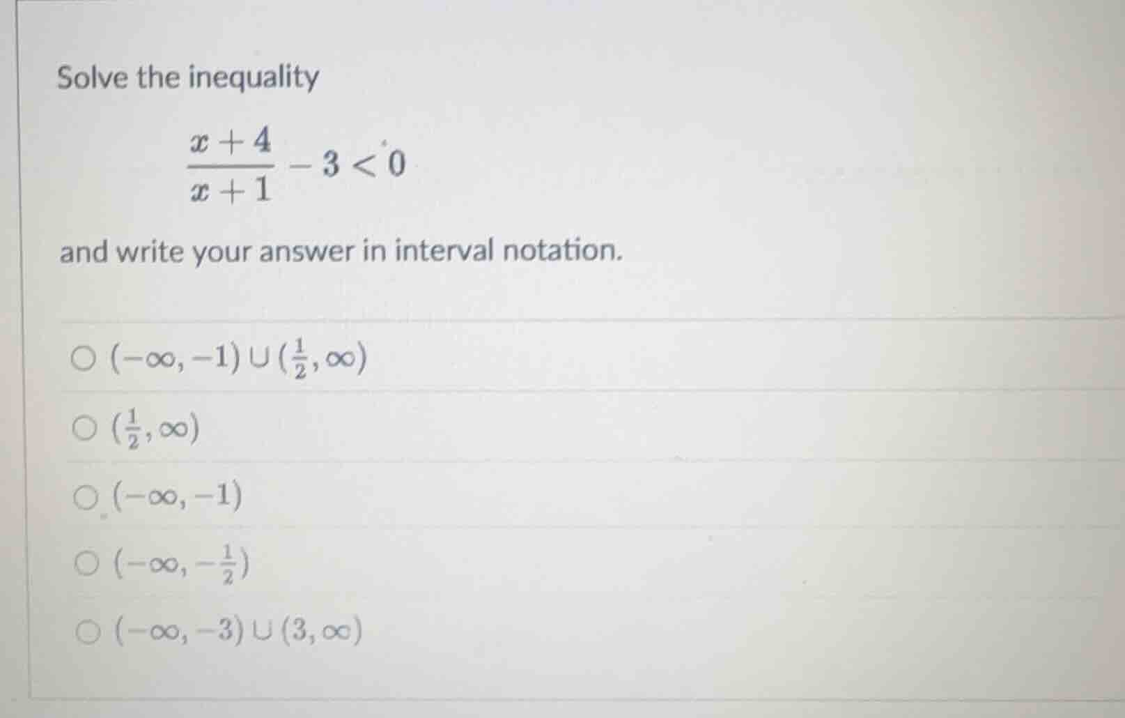 solve the inequality \\(\\frac{x + 4}{x + 1} - 3 < 0\\) and write your …