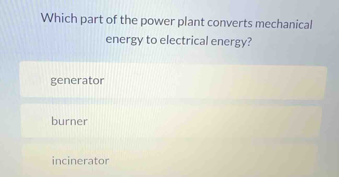 which part of the power plant converts mechanical energy to electrical …