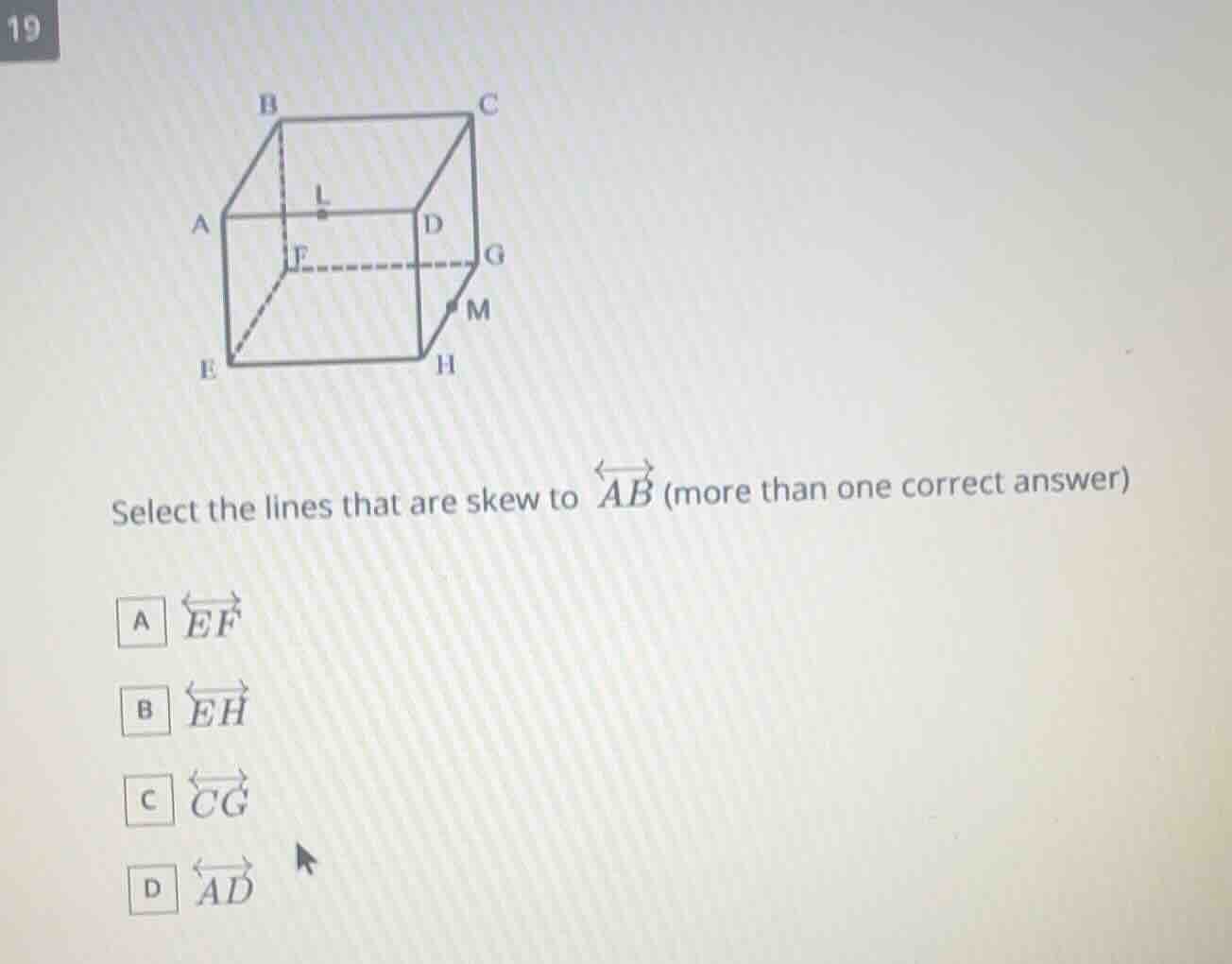 select the lines that are skew to \\(\\overleftrightarrow{ab}\\) (more …