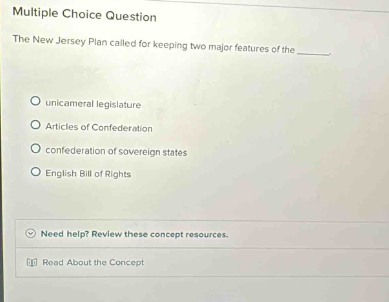 multiple choice question the new jersey plan called for keeping two maj…