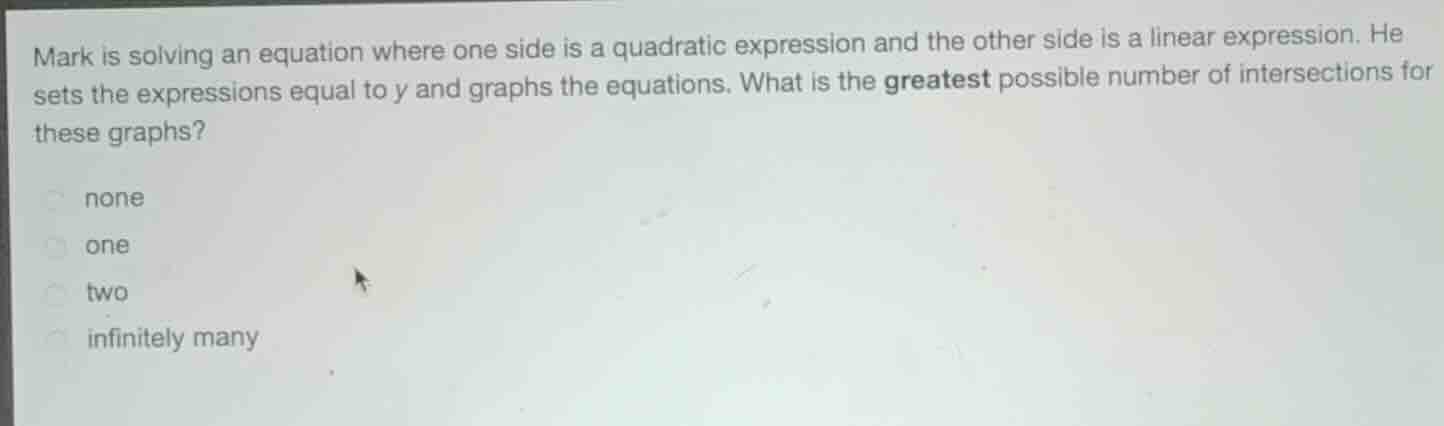 mark is solving an equation where one side is a quadratic expression an…
