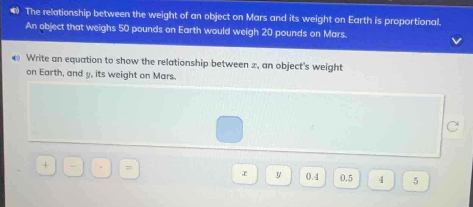 the relationship between the weight of an object on mars and its weight…