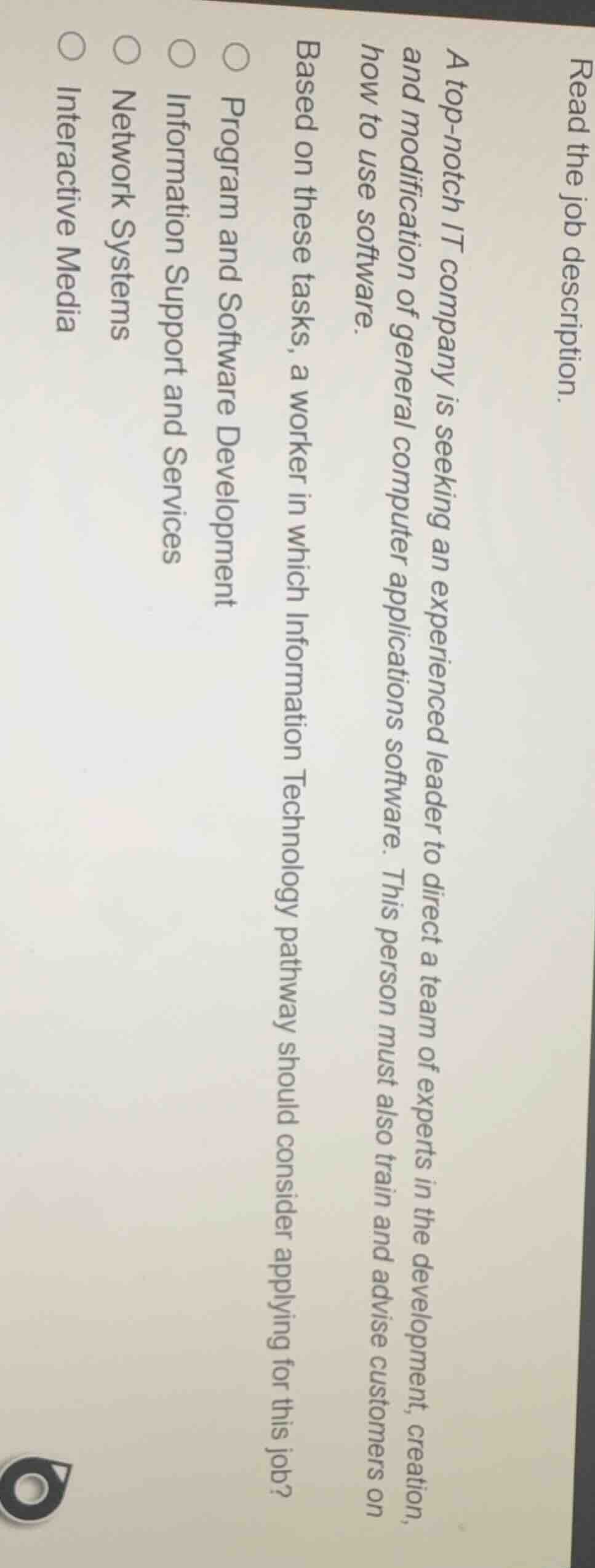 read the job description. a top - notch it company is seeking an experi…