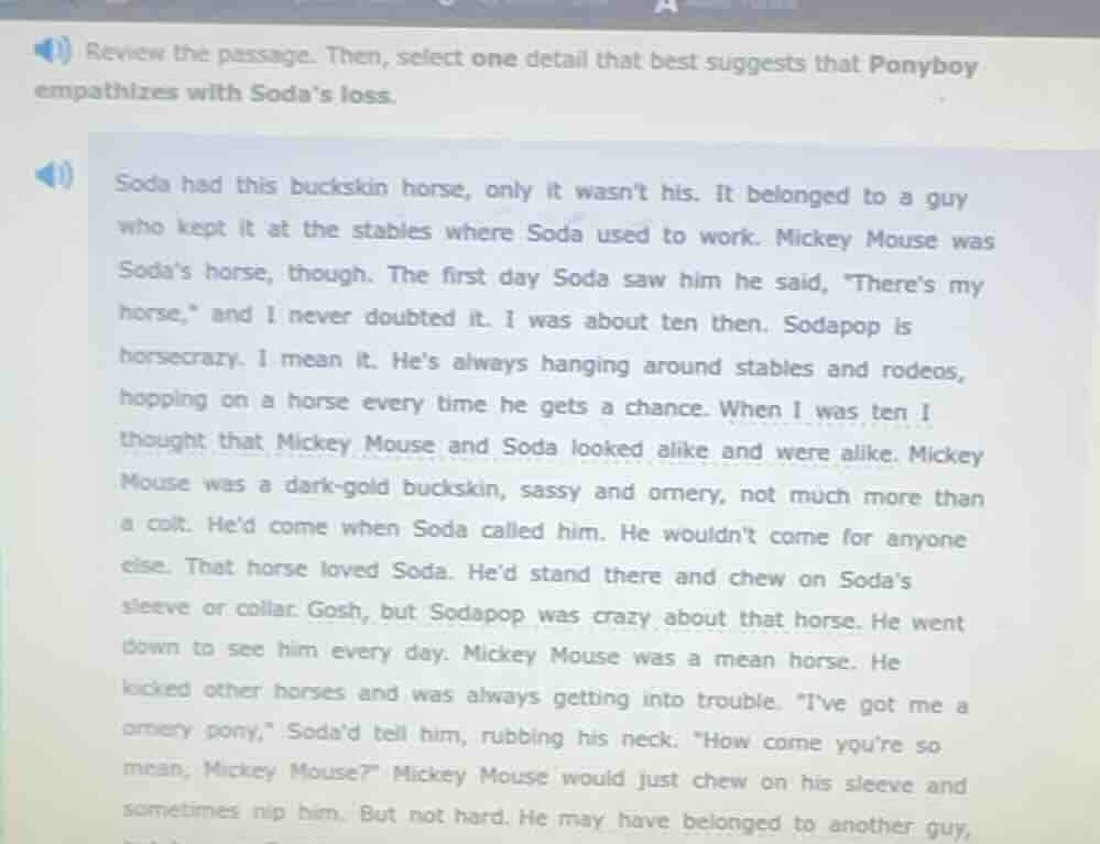 review the passage. then, select one detail that best suggests that pon…