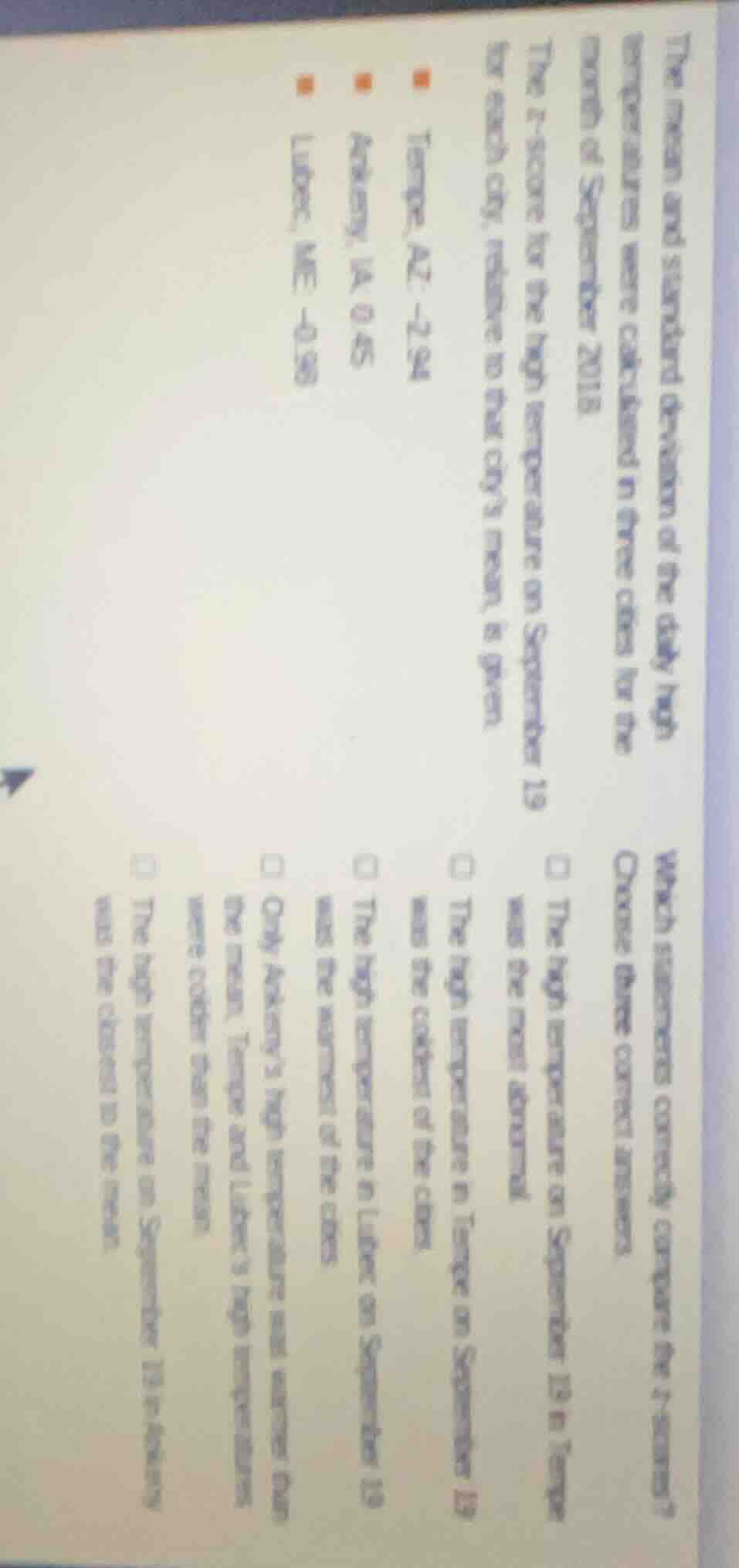 the mean and standard deviation of the daily high temperature in three …