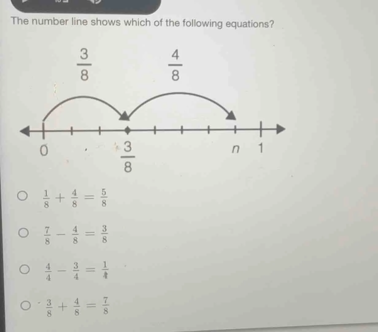 the number line shows which of the following equations? \\(\\frac{1}{8}…