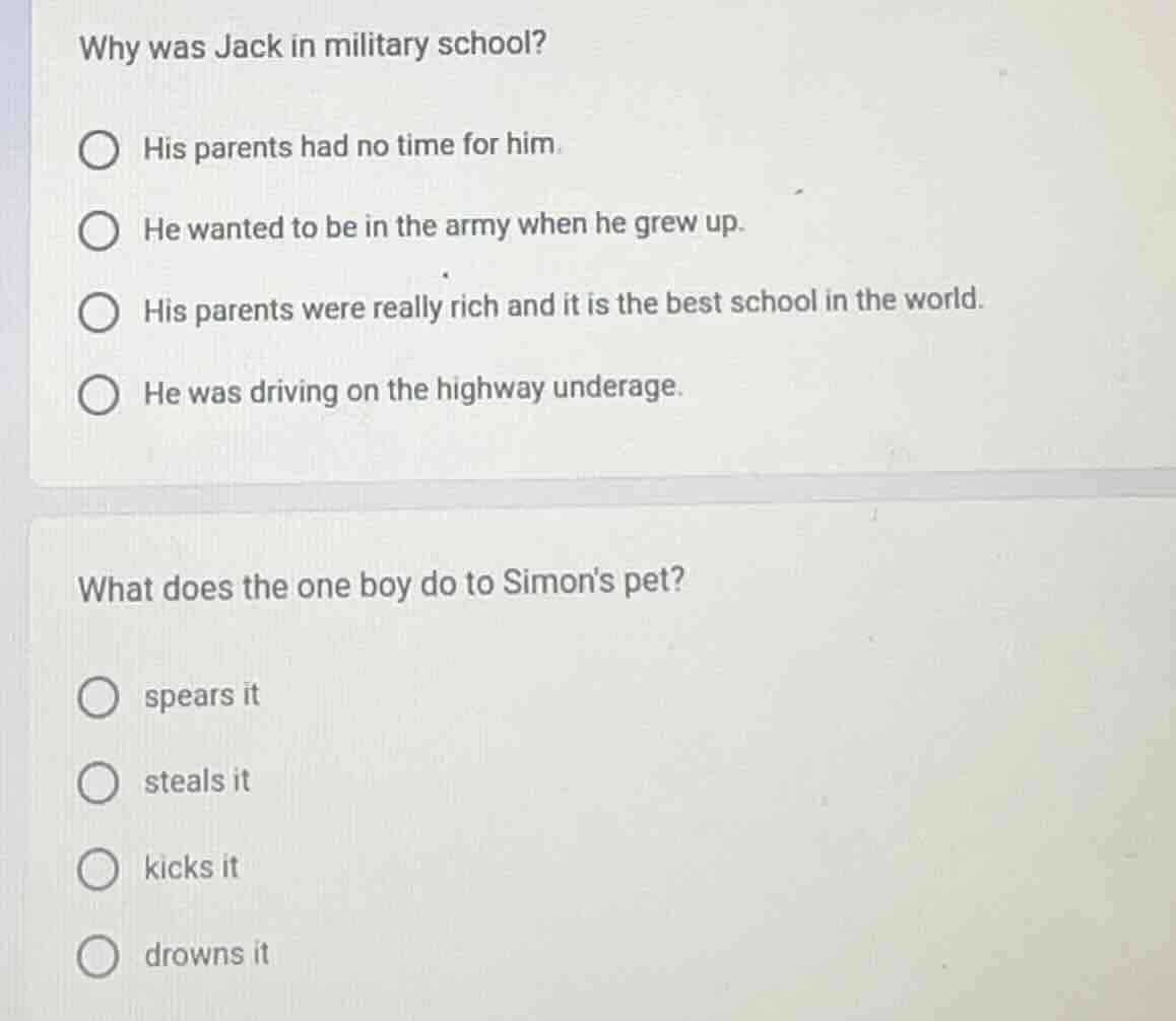 why was jack in military school? his parents had no time for him. he wa…