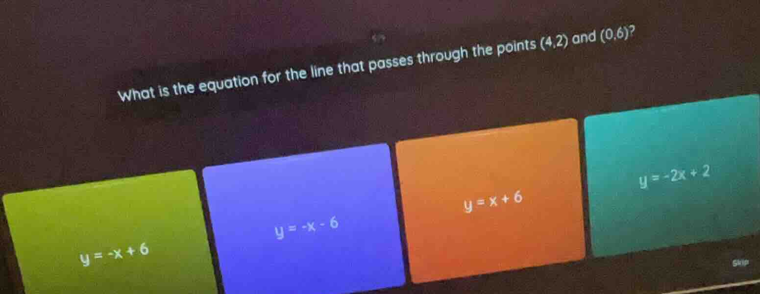 what is the equation for the line that passes through the points (4,2) …