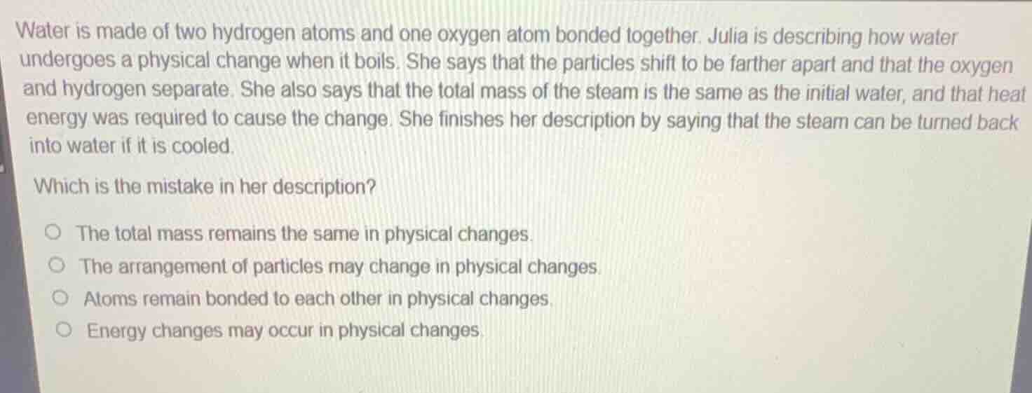 water is made of two hydrogen atoms and one oxygen atom bonded together…